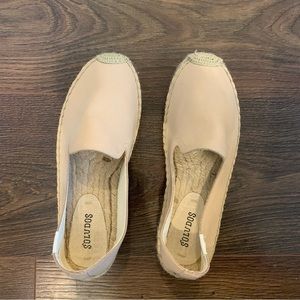 Soludos Beige Leather Platform Espadrille